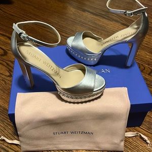 Stuart Weitzman Pearl Silver Platform Shoes
